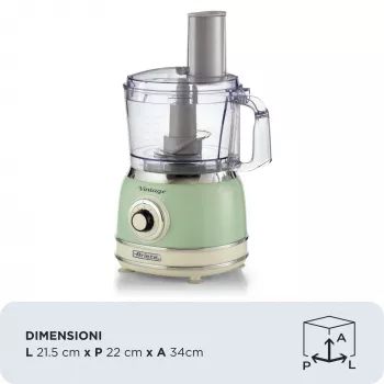 Robot de cozinha ARIETE Vintage Line 1781/04 — 1000 W, 2,1 L, verde
