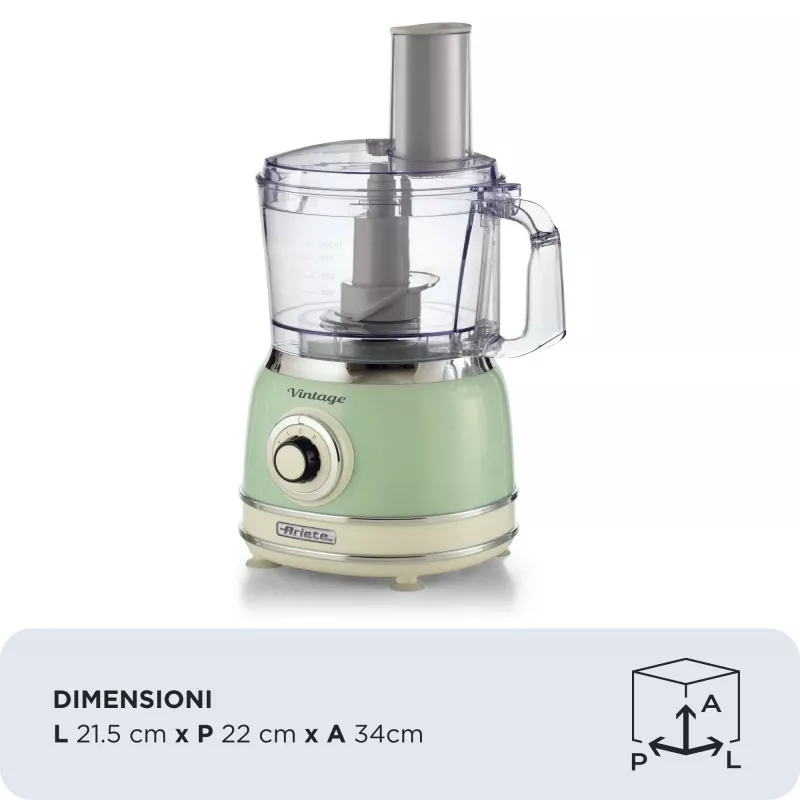 Robot de cozinha ARIETE Vintage Line 1781/04 — 1000 W, 2,1 L, verde