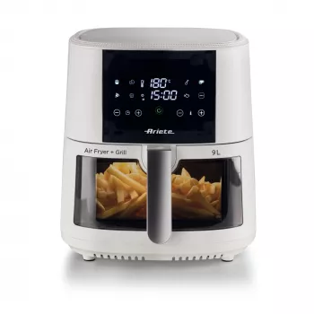 Fritadeira de ar quente Ariete 4630 9L, 1300W, capacidade 9L, capacidade de cozedura 2,5kg, 8 programas predefinidos, temperatura até 200°, cesto transparente para controlo do progresso de cozedura, branco