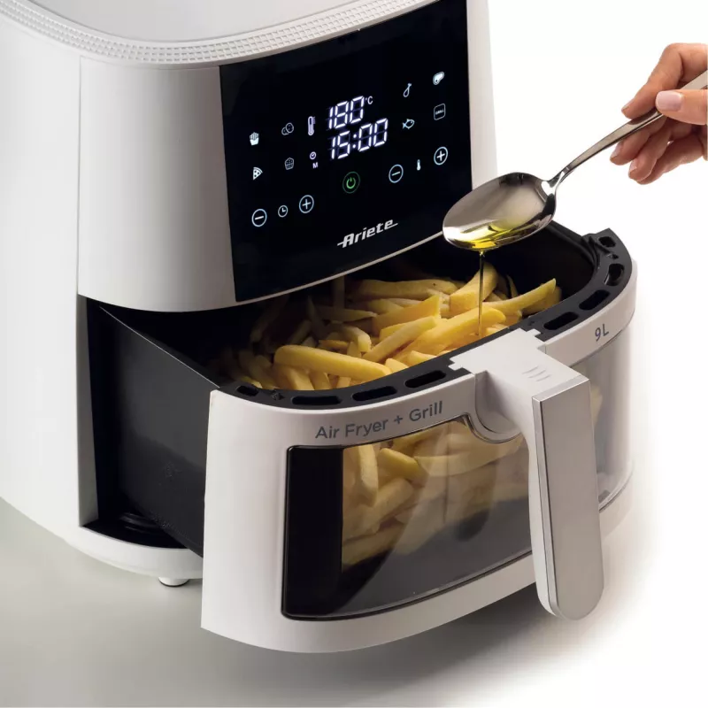 Ariete 4630/03 fritadeira de ar, 9 l, 1500 W, capacidade de 3,5 kg, até 200 °C, controlo tátil, branca