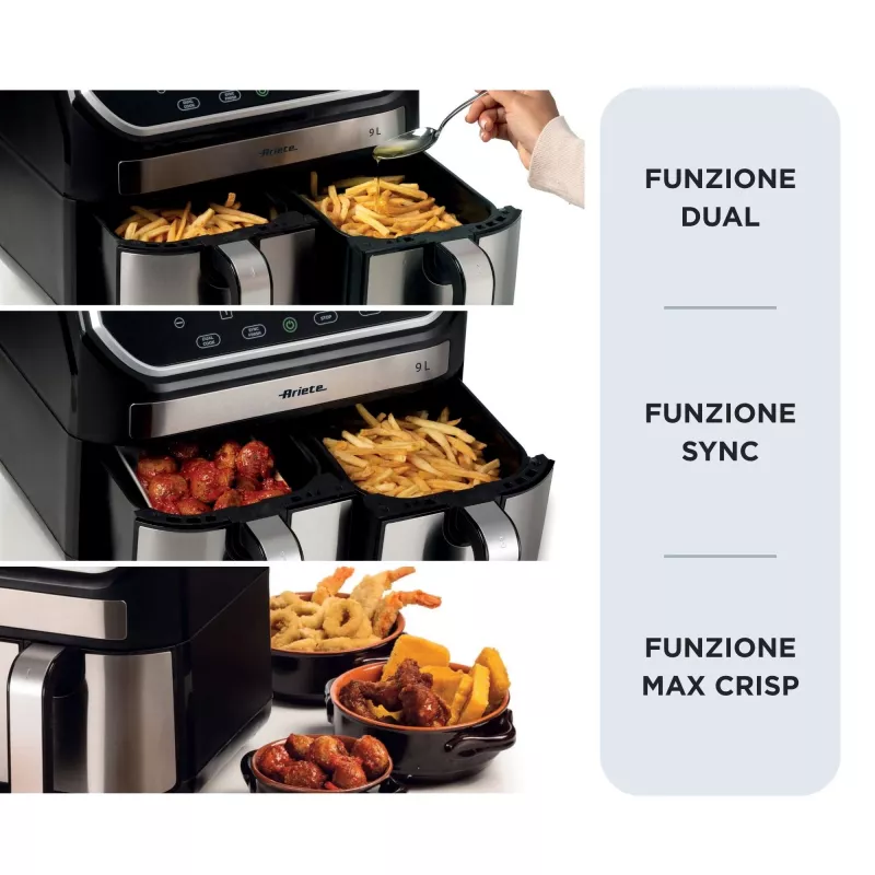 Fritadeira de ar quente Ariete 4625/00 9 L 2100 W preto prateado