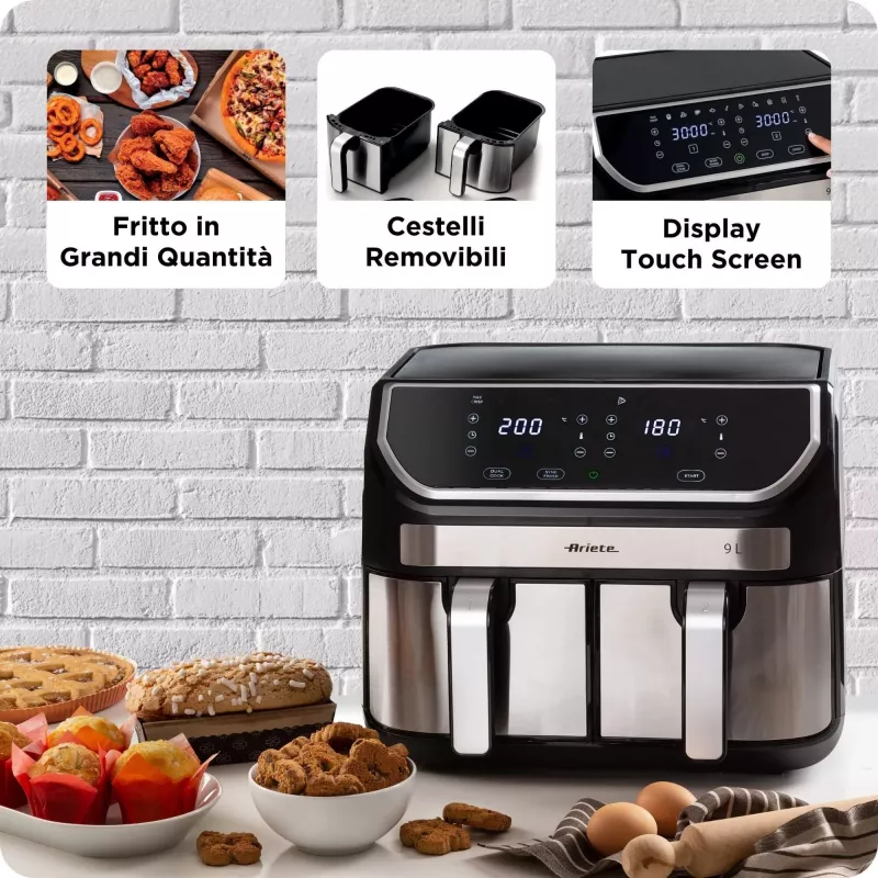 Fritadeira de ar quente Ariete 4625/00 9 L 2100 W preto prateado