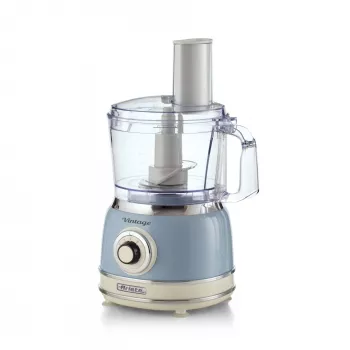 Robot de cozinha ARIETE Vintage Line 1781/05 — 1000 W, taça 2,1 L, botão rotativo, lâminas de aço inoxidável, azul
