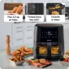 Ariete 4630/00 fritadeira de ar, 9 l, 1500 W, capacidade de carga de 3,6 kg, 7 programas, até 200°C, janela de visualização, preta