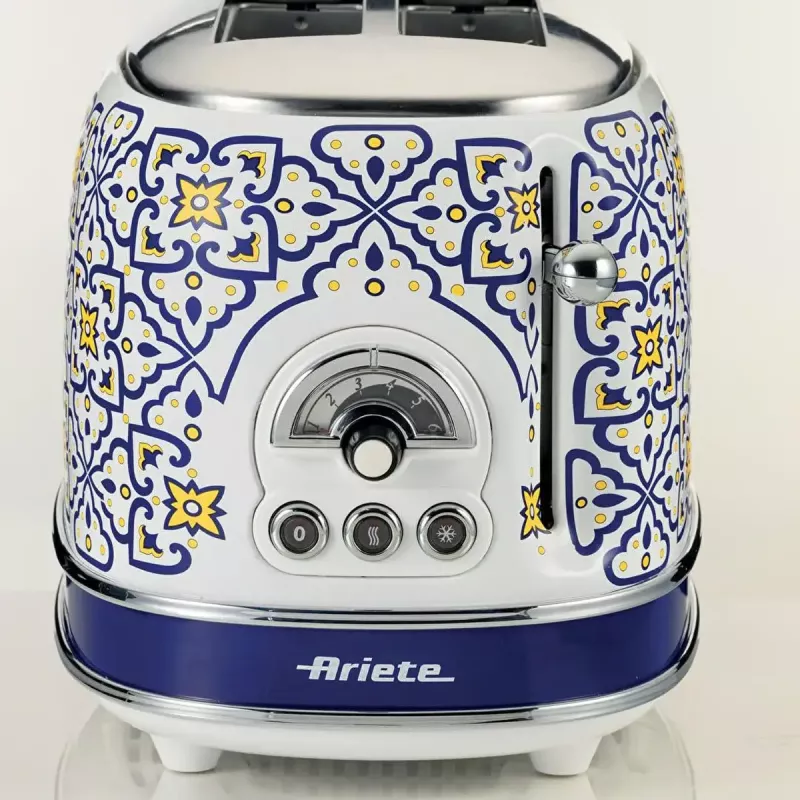 Torradeira Ariete 155 Capri, 810W, 2 fatias, 6 níveis de tostagem, gaveta de migalhas, função de descongelação, ejecção automática, sem pinças