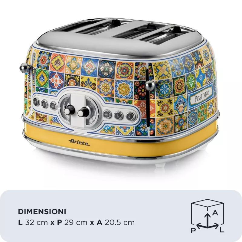 Torradeira ARIETE Positano 4 fatias, 1630 W, cor multicolor