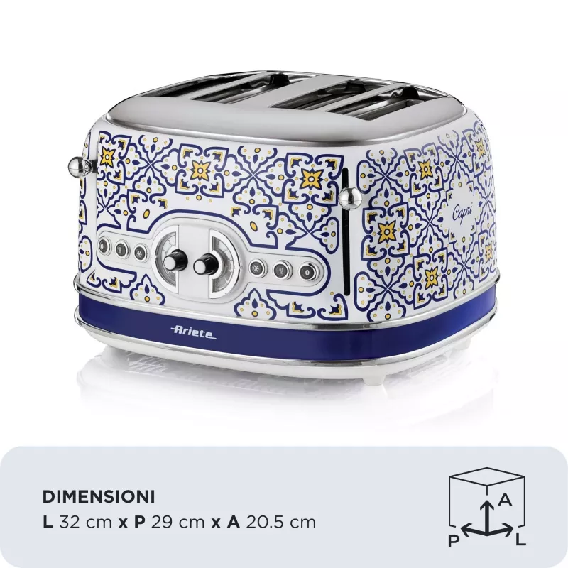 Torradeira ARIETE Capri 4 fatias, 1630 W, branco/multicolor