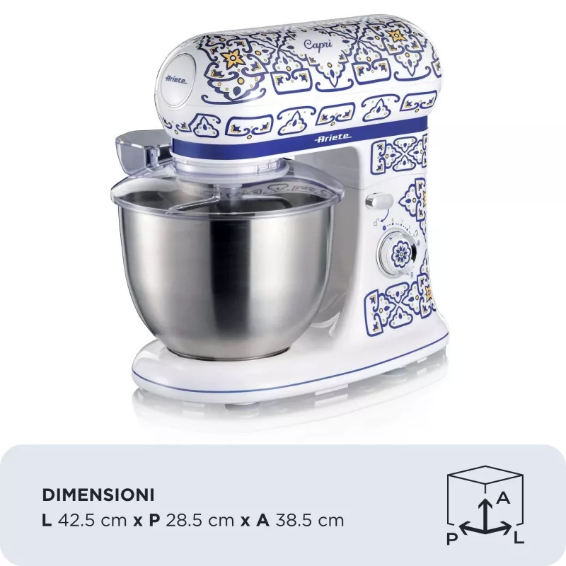 Robot de cozinha Ariete 1588 Capri, batedeira planetária, 7 velocidades, 2400 Watt, 5,5 litros, taça de aço inoxidável
