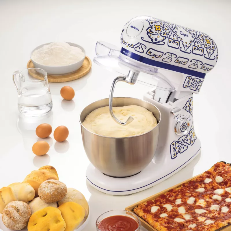 Robot de cozinha Ariete 1588 Capri, batedeira planetária, 7 velocidades, 2400 Watt, 5,5 litros, taça de aço inoxidável