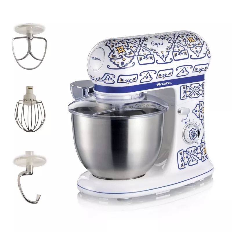 Robot de cozinha Ariete 1588 Capri, batedeira planetária, 7 velocidades, 2400 Watt, 5,5 litros, taça de aço inoxidável