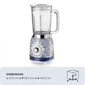 Ariete 583 Capri Misturadora com jarro de vidro de 1,5 litros, 4 lâminas de aço inoxidável, 4 velocidades + função pulsar, 1000 Watt