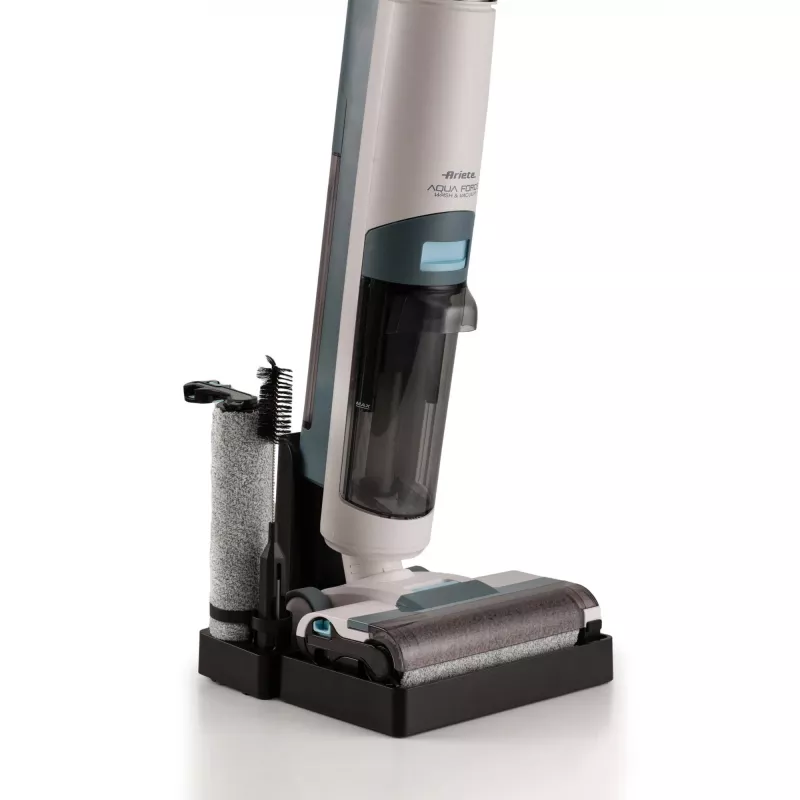 Ariete 2483 Aqua Force Wash & Vacuum, aspirador inteligente, limpa-chãos sem fios, bateria, aspira e lava, pelos de animais, sujidade seca e húmida, capacidade de 700 ml, acessórios incluídos