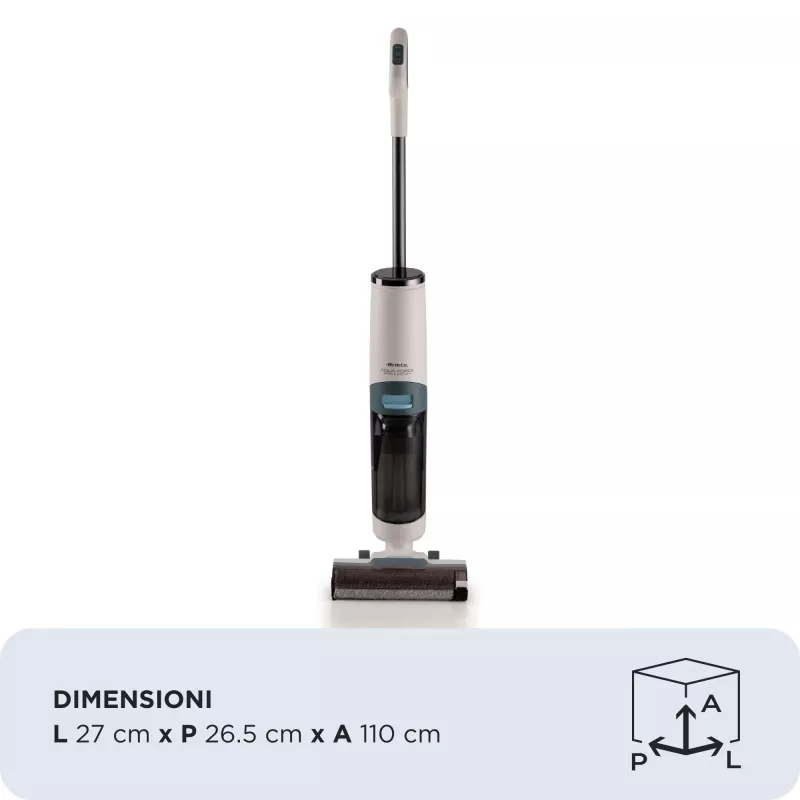Ariete 2483 Aqua Force Wash & Vacuum, aspirador inteligente, limpa-chãos sem fios, bateria, aspira e lava, pelos de animais, sujidade seca e húmida, capacidade de 700 ml, acessórios incluídos