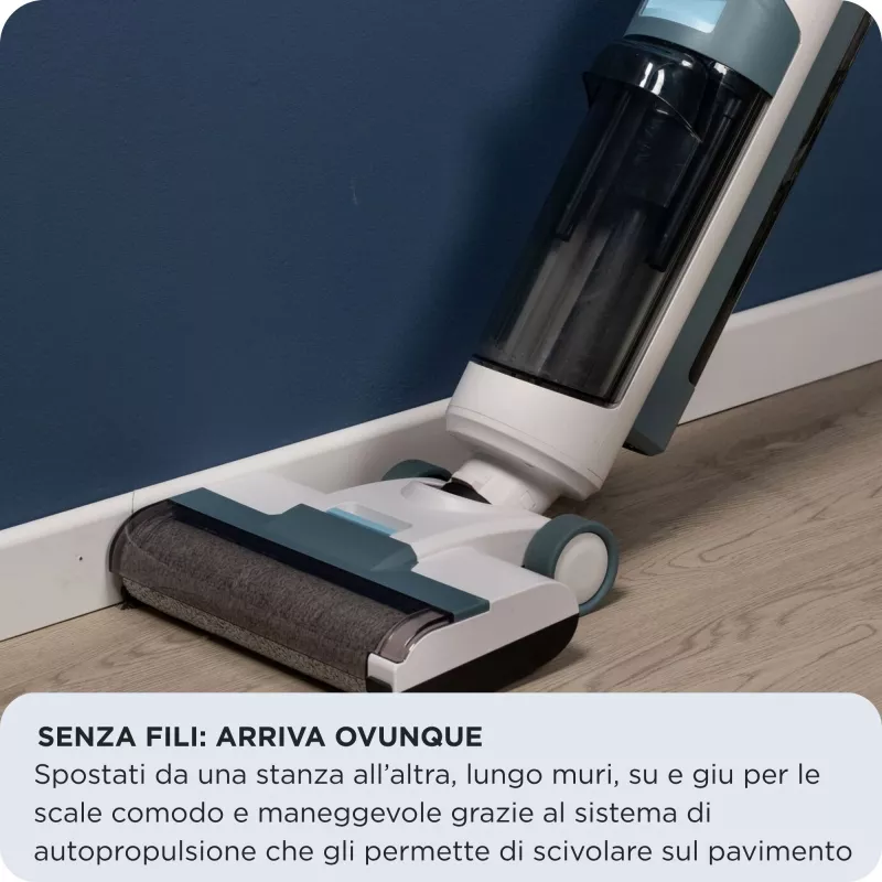 Ariete 2483 Aqua Force Wash & Vacuum, aspirador inteligente, limpa-chãos sem fios, bateria, aspira e lava, pelos de animais, sujidade seca e húmida, capacidade de 700 ml, acessórios incluídos