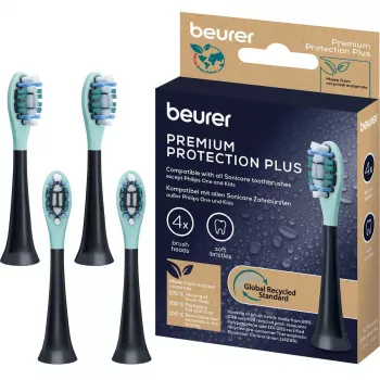 Pack de cabeças de escova de dentes elétrica Beurer SC Premium Protection Plus Green Planet – preto, pack de 4