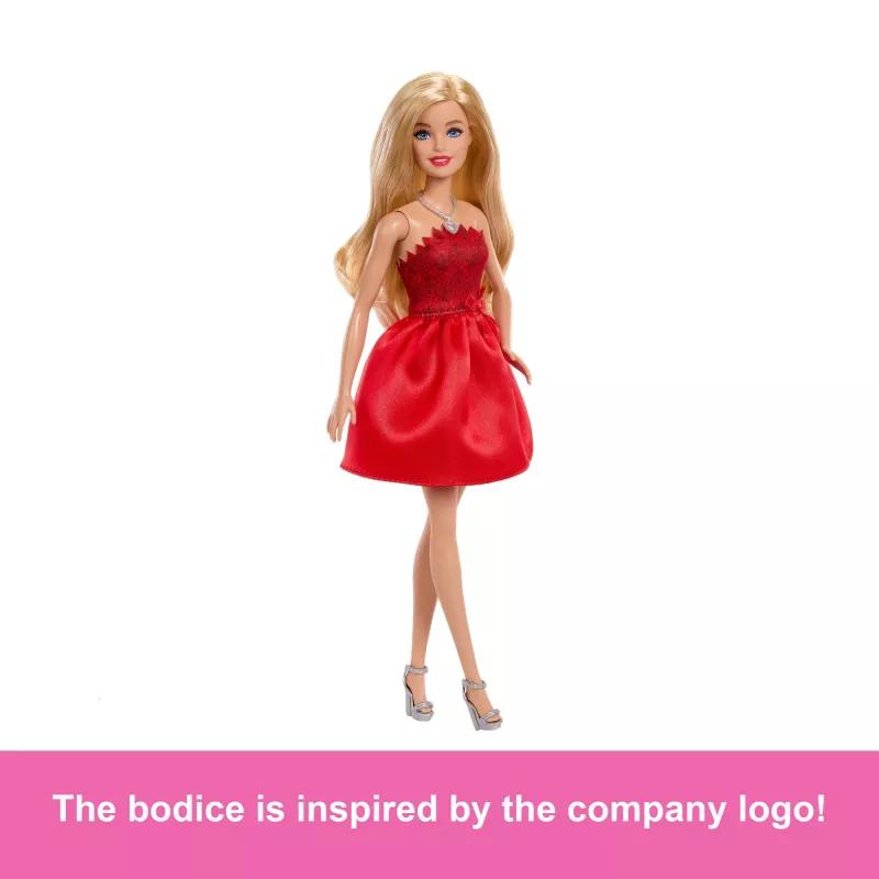 Barbie Mattel 80.º aniversário boneca de moda de aniversário vermelho-rubi com vestido vermelho e acessórios