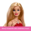 Barbie Mattel 80.º aniversário boneca de moda de aniversário vermelho-rubi com vestido vermelho e acessórios