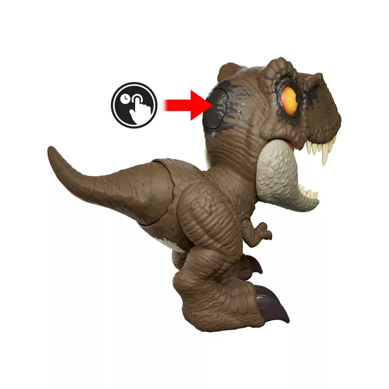 Jurassic World Roar Command Tyrannosaurus Rex figura de dinossauro, função de gravação, reprodução e rugido, T. Rex