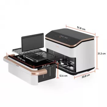 Fritadeira de ar quente Cosori Dual Blaze Twinfry Chef Edition Double 10 L de pé 2800 W ouro-rosado, branca