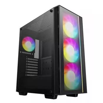 Caixa de PC DeepCool MATREXX55 V4 C Midi Tower preta – vidro temperado, suporte ATX/microATX, USB-C, GPU máx. 370 mm