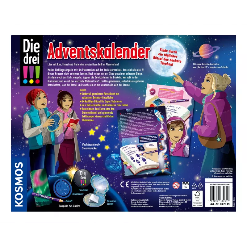 Kosmos Die drei !!! calendário do Advento 2025, kit de experiências (632649)