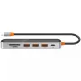 Canyon DS-13 CNS-TDS13 hub USB-C 7 em 1, HDMI 4K, 3x USB 3.0, USB-C PD 100W, leitor SD/microSD, Space Grey transparente