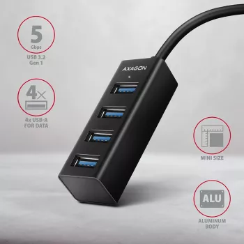Hub USB-C 3.2 Gen 1 metálico mini AXAGON HUE-M1C