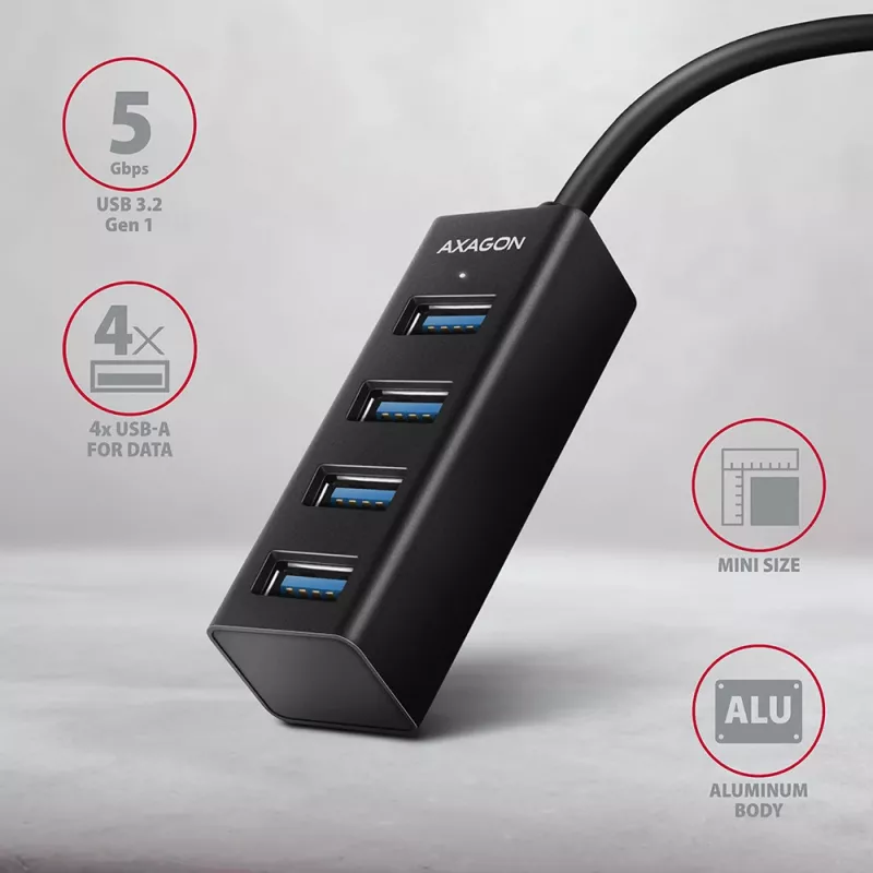 Hub USB-C 3.2 Gen 1 metálico mini AXAGON HUE-M1C