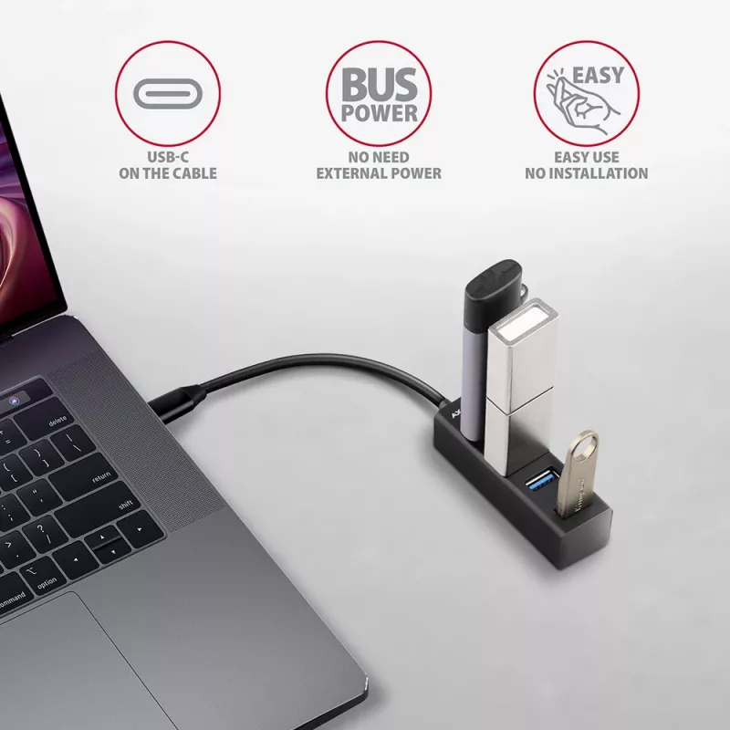 Hub USB-C 3.2 Gen 1 metálico mini AXAGON HUE-M1C