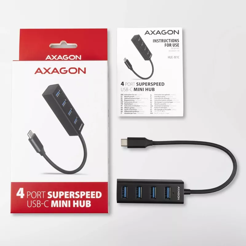 Hub USB-C 3.2 Gen 1 metálico mini AXAGON HUE-M1C