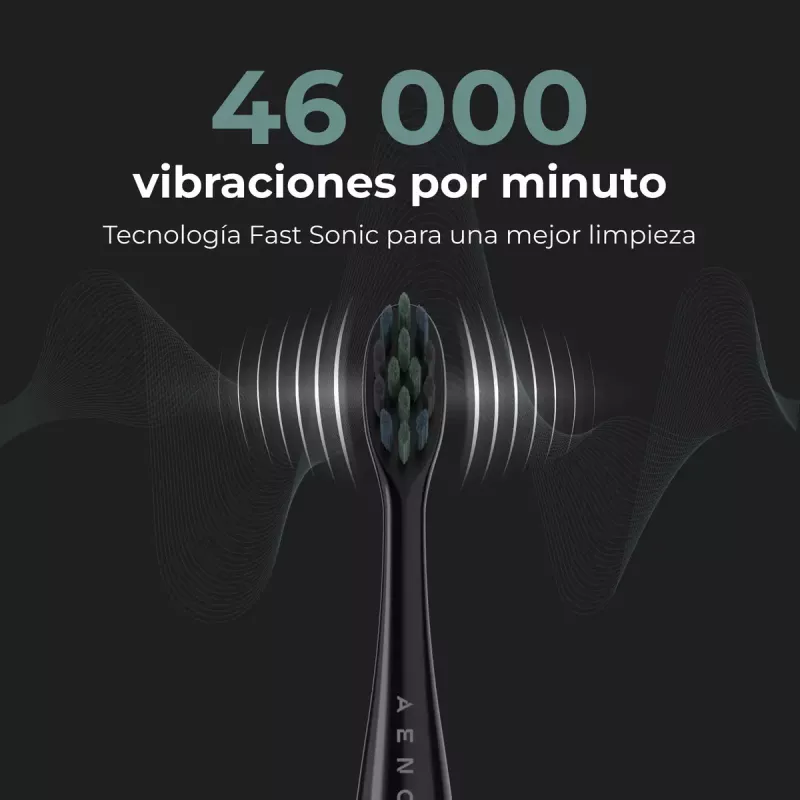 Escova de dentes elétrica sónica AENO DB2S preta 4 modos 46000rpm