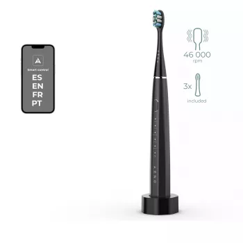 Escova de dentes elétrica sónica AENO DB2S preta 4 modos 46000rpm