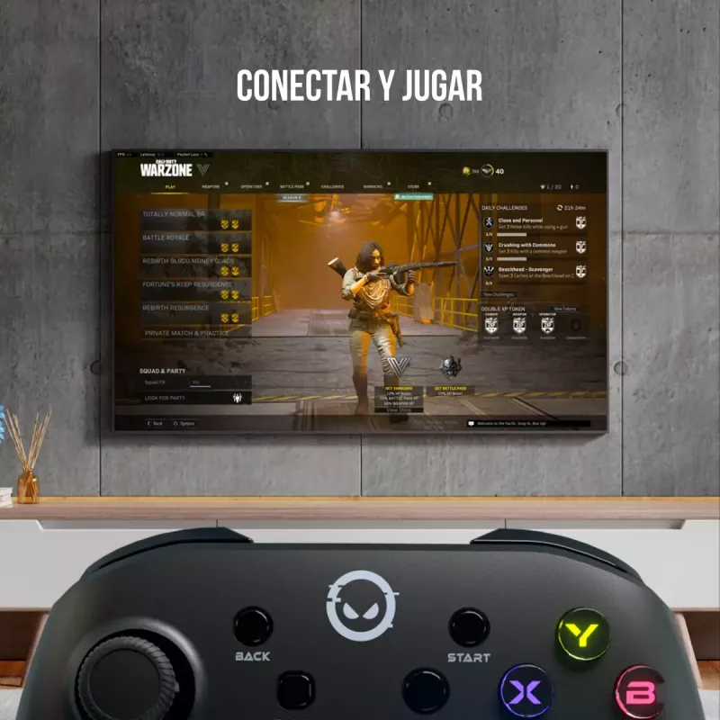 Lorgar TRIX-510 comando de jogo, preto, BT5.0, bateria integrada de 600 mAh, Type-C