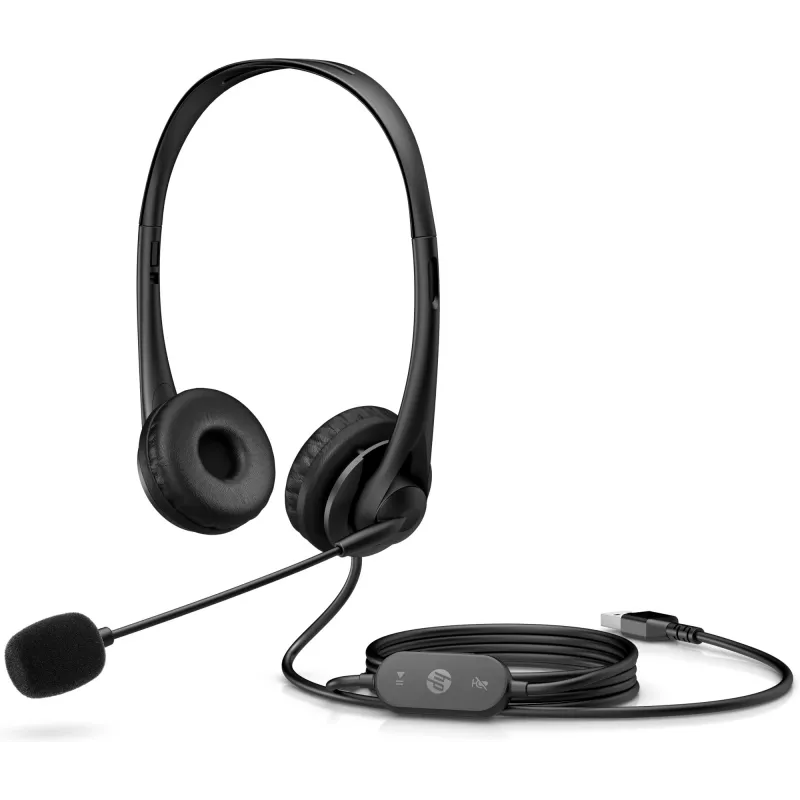 Headset USB estéreo HP G2, com fios, escritório/call center, 90 g, headset, Preto