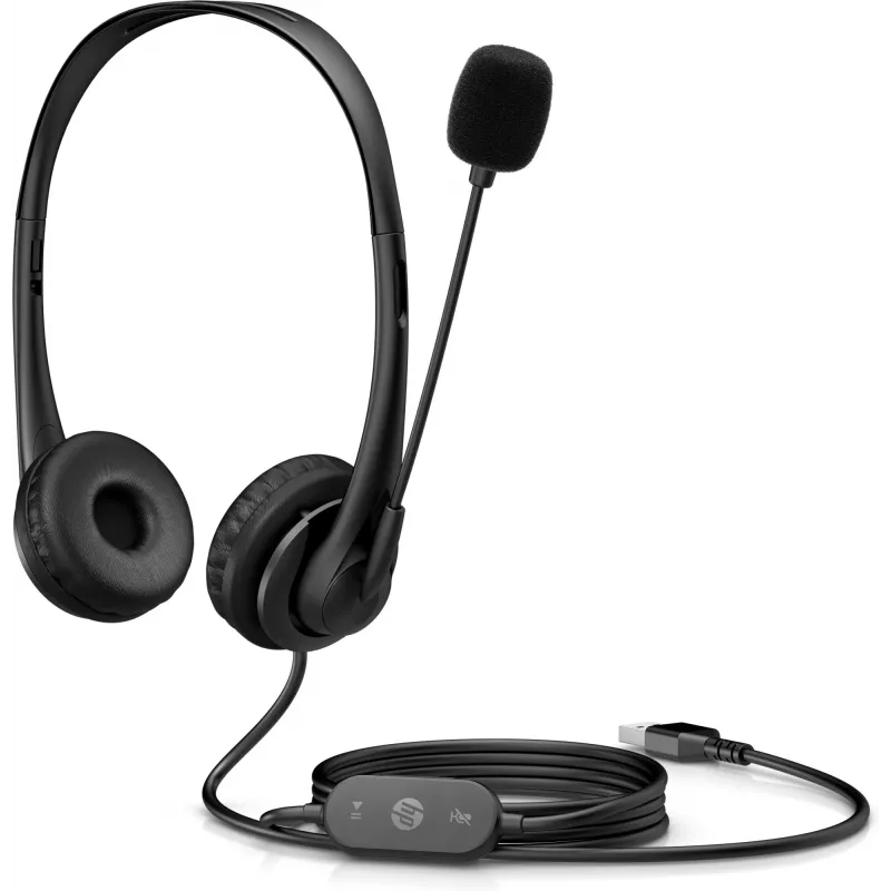 Headset USB estéreo HP G2, com fios, escritório/call center, 90 g, headset, Preto
