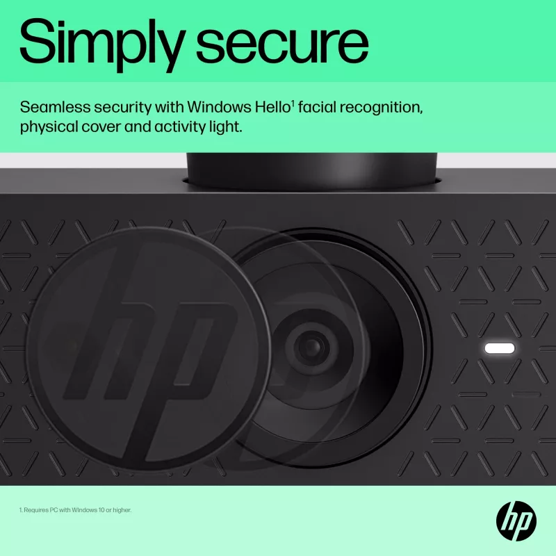 Webcam HP 625 FHD, 4 MP, 1920 x 1080 píxeis, Full HD, empresarial, USB, preta