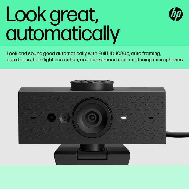 Webcam HP 625 FHD, 4 MP, 1920 x 1080 píxeis, Full HD, empresarial, USB, preta