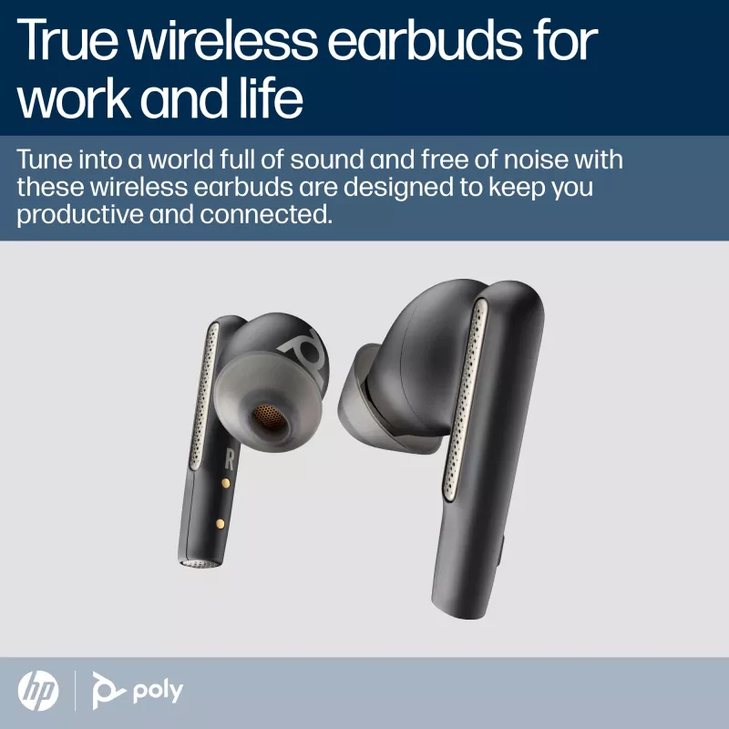 HP Poly Poly Voyager Free 60 UC Carbon preto auriculares + adaptador BT700 USB-A + estojo de carregamento básico