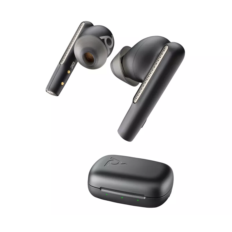 HP Poly Poly Voyager Free 60 UC Carbon preto auriculares + adaptador BT700 USB-A + estojo de carregamento básico