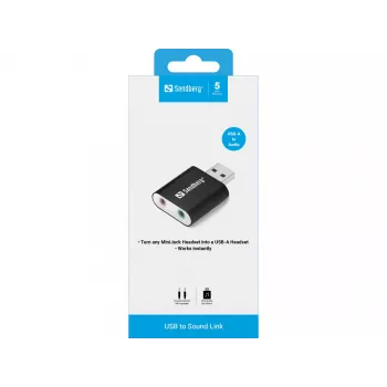 Ligação USB para som Sandberg USB to Sound Link