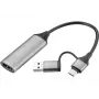 Sandberg HDMI Capture Link para USB-C/A, HDMI tipo A (Standard), USB Type-A + USB Type-C, conector fêmea, conector macho, reto, reto
