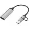 Sandberg HDMI Capture Link para USB-C/A, HDMI tipo A (Standard), USB Type-A + USB Type-C, conector fêmea, conector macho, reto, reto