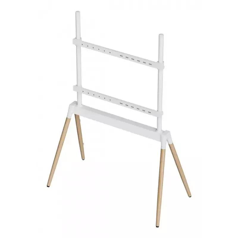 Suporte de chão para TV Gembird TVS-86F-01-W de 55–86" (2,18 m), VESA até 600x400, altura 113–144 cm, máx. 40 kg, branco/madeira