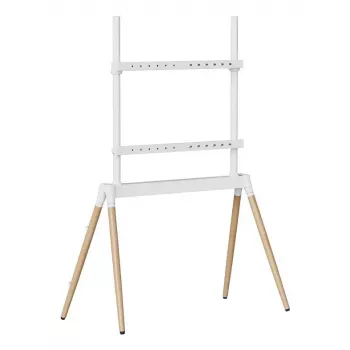 Suporte de chão para TV Gembird TVS-86F-01-W de 55–86" (2,18 m), VESA até 600x400, altura 113–144 cm, máx. 40 kg, branco/madeira