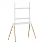 Suporte de chão para TV Gembird TVS-86F-01-W de 55–86" (2,18 m), VESA até 600x400, altura 113–144 cm, máx. 40 kg, branco/madeira