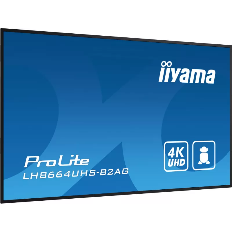 Ecrã de sinalética iiyama LH8664UHS-B2AG Digital Signage ecrã plano 2,17 m (85,6 polegadas) Wi-Fi 500 cd/m² 4K Ultra HD preto processador integrado Android 11 24/7
