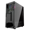 Caixa de PC GEMBIRD Fornax 2000 RGB Midi Tower preta — Micro ATX/ITX/ATX, 1 ventoinha traseira de 120mm, 2 baías de 2,5 polegadas, 2x3.0 USB-A, vidro temperado