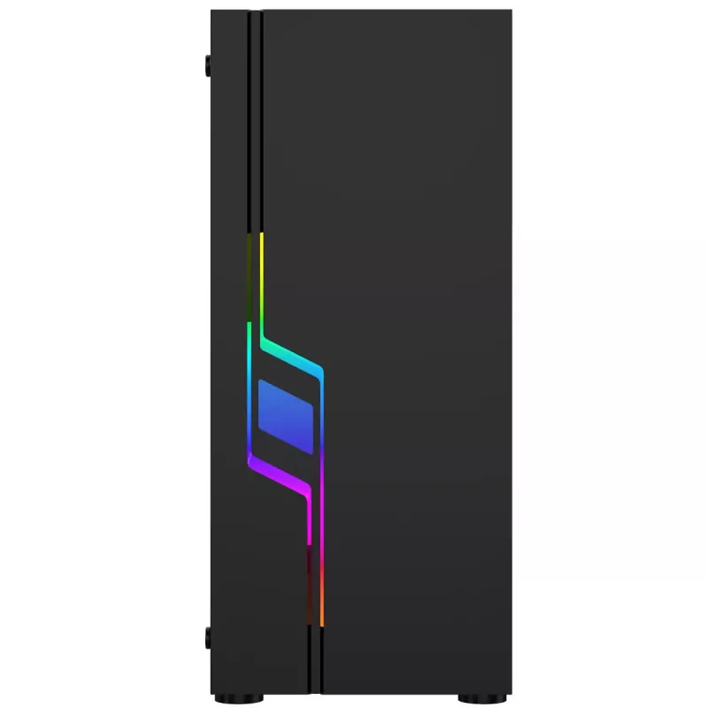Caixa de PC GEMBIRD Fornax 2000 RGB Midi Tower preta — Micro ATX/ITX/ATX, 1 ventoinha traseira de 120mm, 2 baías de 2,5 polegadas, 2x3.0 USB-A, vidro temperado