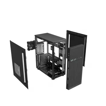 Caixa de PC GEMBIRD Fornax 160 Mini Tower – preta, SPCC, suporta ITX/mATX/ATX, 1×3,5 polegadas + 3×2,5 polegadas baías, 7 slots de expansão, 445×185×390 mm