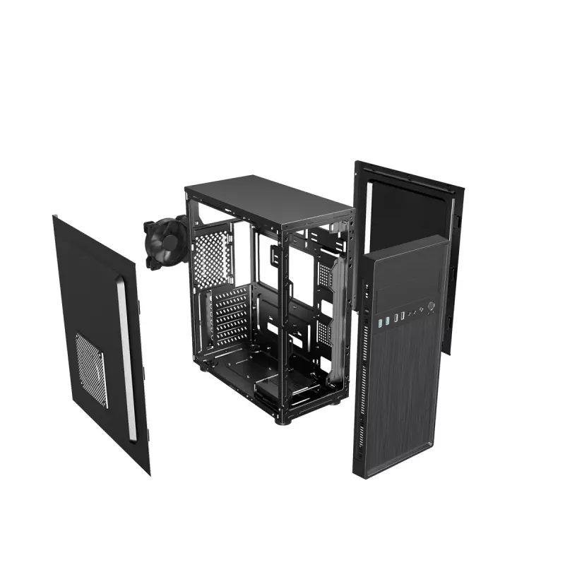 Caixa de PC GEMBIRD Fornax 160 Mini Tower – preta, SPCC, suporta ITX/mATX/ATX, 1×3,5 polegadas + 3×2,5 polegadas baías, 7 slots de expansão, 445×185×390 mm